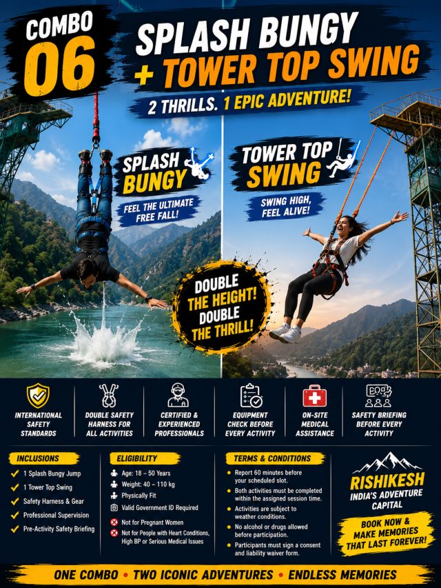 Combo 06 – Splash Bungee + Tower Top Swing in Rishikesh
